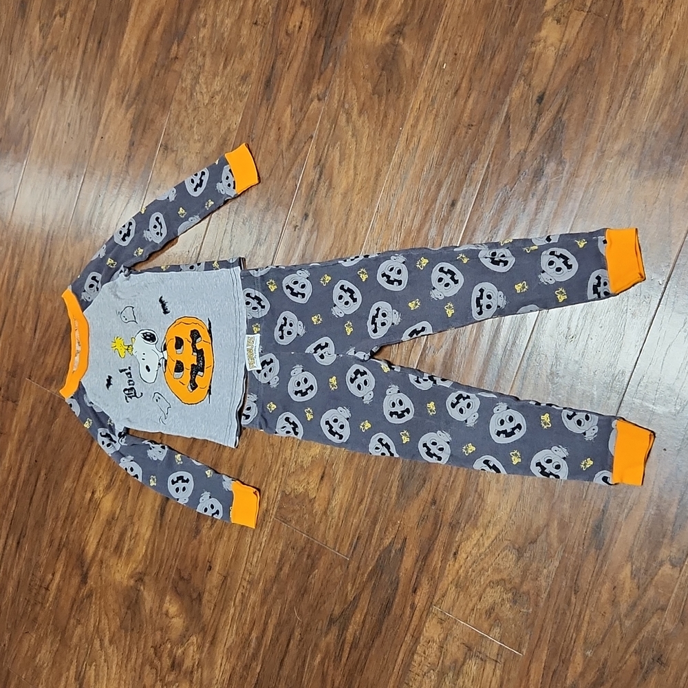 Peanuts Snoopy Halloween Pajamas Set Two-Piece Snug Fit Orange Gray Size 4T